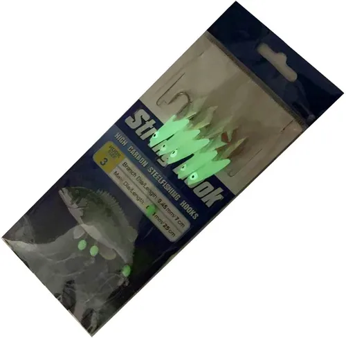 Vista 2 de NA - 8 paquetes/40 ganchos tamaño 1 #/2 #/3 #/4 # luminoso Sabiki aparejos de pesca intermitentes señuelos de cebo aparejos de cebo de piel de pez