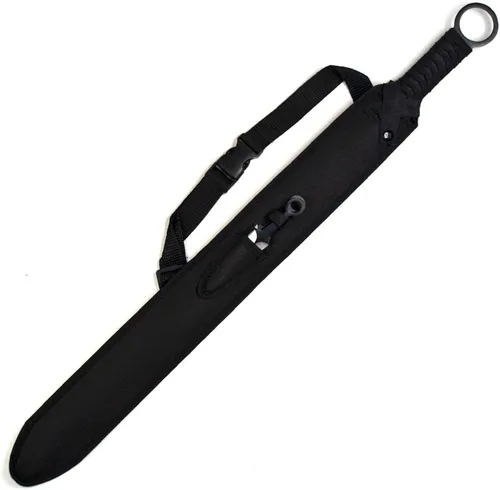 Vista 6 de Espada ninja, machete, cuchillo de lanzamiento táctico, hoja, katana, tanto, de 27 pulgadas Hoja única negra