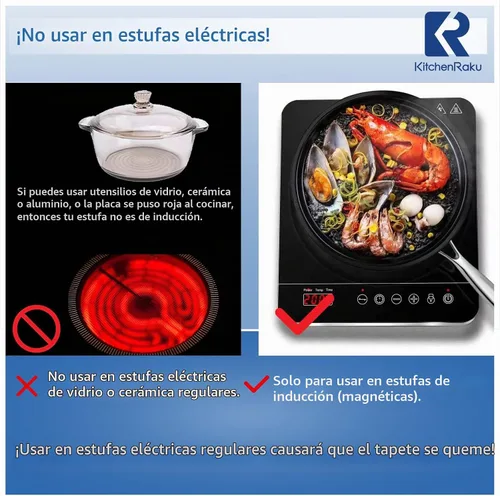 Vista 3 de 2 piezas de alfombrilla de silicona para placa de inducción - (magnética) protector contra arañazos de la placa - para estufa de inducción Negro