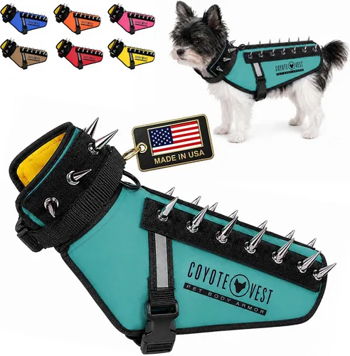 Vista 35 de CoyoteVest Chaleco Protector de Arnés para Perro, Accesorios Reflectantes para Perro con Picos para Proteger a tu Mascota de Ataques de Rapaces