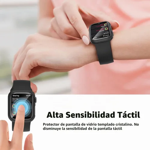 Vista 5 de Paquete de 2 fundas para Apple Watch 40mm SE Series 6/5/4/SE 2ª generación con protector de pantalla de vidrio templado, funda protectora completa