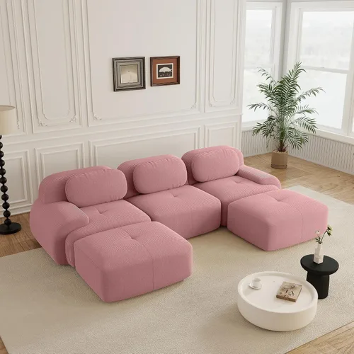 Vista 87 de Sofás modulares sin hueso de 152.8 pulgadas para sala de estar, sofá modular con diván en forma de L, cómodo asiento profundo tapizado de tela