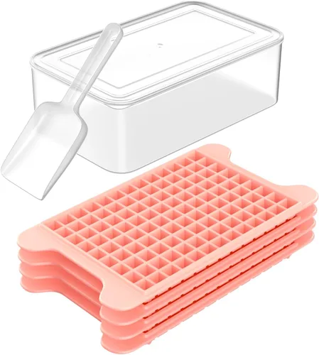 Vista 8 de Mini bandeja para cubitos de hielo para congelador: bandejas de hielo pequeñas FDDBI para congelador con contenedor – 117 × 4 piezas bandeja