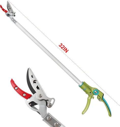 Vista 3 de GARTOL - Podadora de largo alcance con corte y retención, podadora de poste de 32 pulgadas ligera, mango largo, corta hasta 1/2 pulgada, uso con una