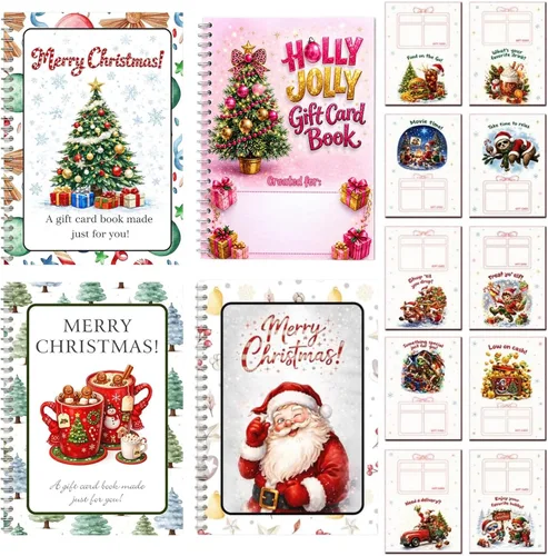 Vista 17 de Christmas Gift Card Book Spiral Bound Holder, 10 Pages，3PCS-A