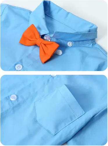 Vista 5 de A&J DESIGN Conjunto de ropa formal para niños pequeños con tirantes y tirantes