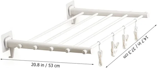 Vista 3 de Cabilock Estante de secado de ropa plegable extensible para uso en interiores y exteriores, diseño de ahorro de espacio con función telescópica