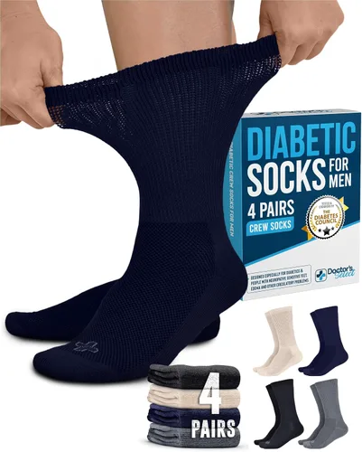 Vista 8 de Doctor's Select® Crew Diabetic Socks for Men - 4 Pairs Negro