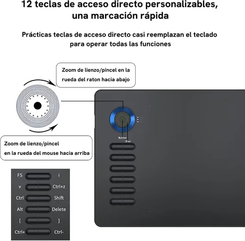 Vista 5 de VEIKK A15 Pro Graphics Drawing Pen Tablet - Tabletas digitales de gran área activa con bolígrafo pasivo, almohadilla de dibujo con 12 teclas de Azul