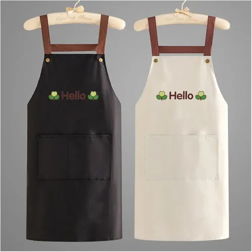 Vista 2 de Delantal impermeable unisex con gran bolsillo de limpieza de cocina barbacoa uniforme de trabajo para chef barista