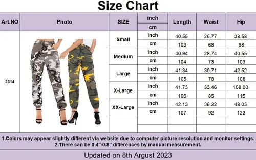 Vista 4 de Pantalones de senderismo tipo cargo para mujer, pantalones de camuflaje ajustados, casuales, para exteriores, pantalones deportivos con bolsillos