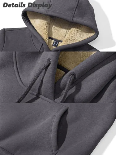 Vista 91 de MAGCOMSEN Sudaderas con capucha para mujer, con forro de sherpa, de vellón, para invierno, cálido, pesado, de algodón, con bolsillo