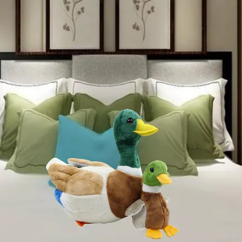 Vista 5 de Peluche de pato mallard de 13 pulgadas con un pato bebé, 2 piezas de animales de peluche de pato malardo Mallard Duck Stuffed Animal,Birthday Gift