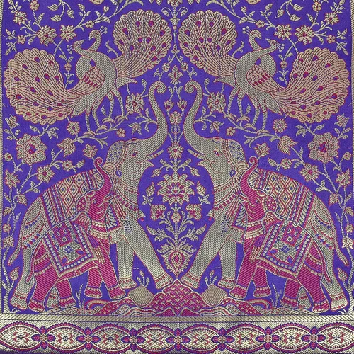 Vista 5 de AeraVida Juego de fundas de cojín de seda con diseño de elefante, pavo real y pájaro (amatista púrpura)
