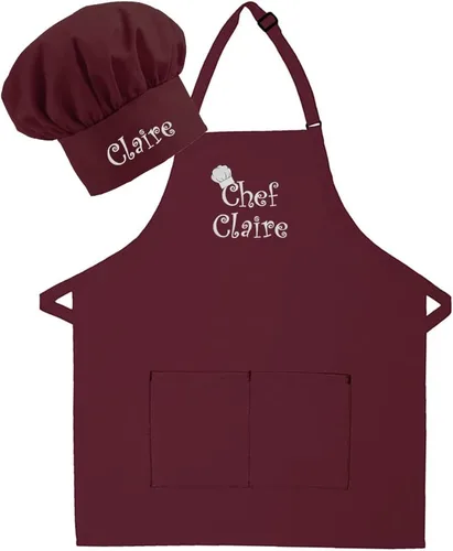 Vista 11 de Delantal y sombrero bordados personalizados para adultos, hechos en los Estados Unidos, para hombres, mujeres, día del padre, cocina, barbacoa