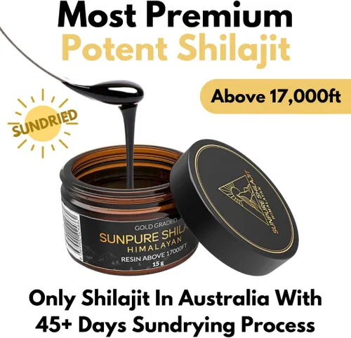 Vista 5 de Shilajit del Himalaya grado dorado por encima de 17000 pies, 0.53 oz purificada y orgánica 45 días de resina Shilajit secada al sol, 85 + minerales