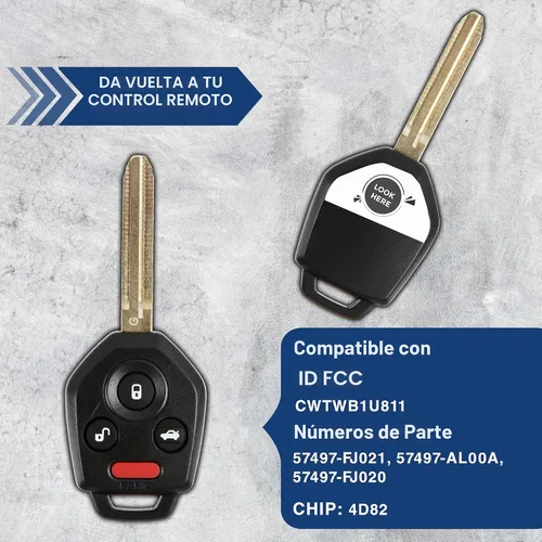 Vista 5 de KeylessOption llavero remoto de auto para entrada sin llave, en blanco, arranque de chip completo para Impreza