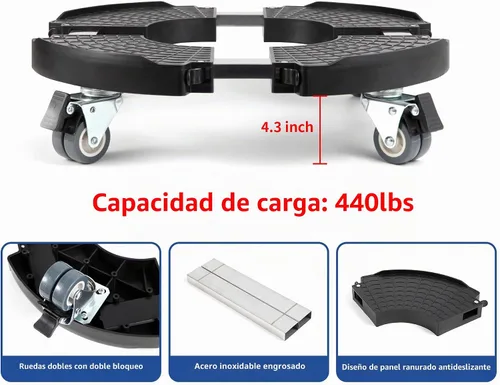 Vista 8 de W B D WEIBIDA Soporte para plantas con ruedas, resistente, base ajustable de rodillo para macetas de 15 a 21 pulgadas, organizador de macetas Negro