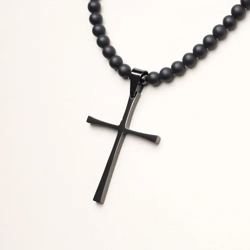 Vista 4 de COAI Collar con colgante de cuentas de piedra de ónix para hombre