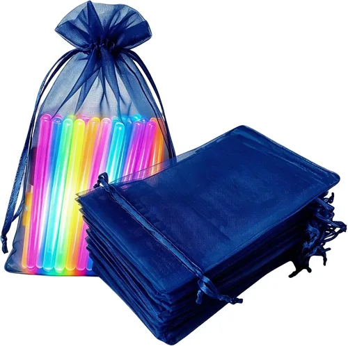 Vista 40 de Paquetes de 50 bolsas de regalo de organza de 4 x 6 pulgadas con cordón negro transparente, decoraciones de embalaje de tela transparente