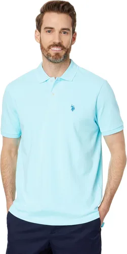 Vista 41 de Polo de piqué de algodón sólido para hombre con pequeño Pony Gris jaspeado