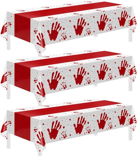 Vista 21 de Childom Paquete de 3 manteles de plástico para mesas rectangulares de 54 x 108 pulgadas, manteles desechables negros para mesas de 6 a 8 pies
