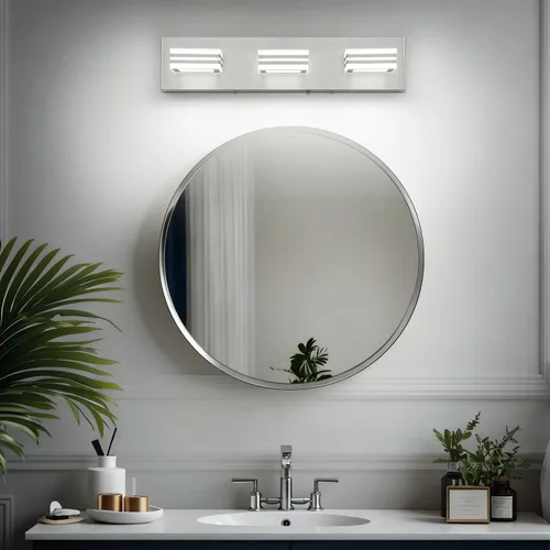 Vista 7 de SOLFART Lámparas LED para tocador de baño: 3 luces de níquel cepillado moderno acrílico para pared de baño sobre espejo de 20 pulgadas 5CCT Níquel