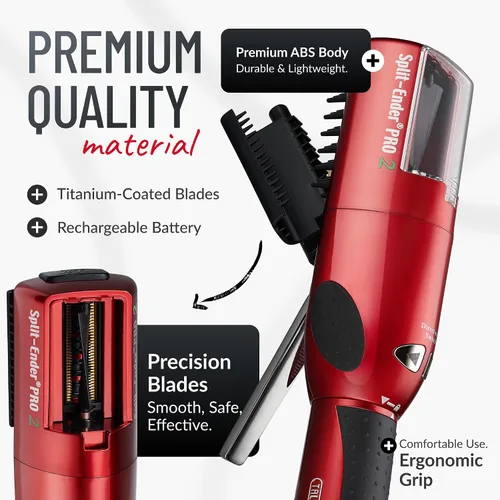 Vista 3 de Split-Ender Pro 2 - Herramienta de Belleza Profesional Original - Recortadora Inalámbrica de Puntas Abiertas para Cabello Dañado, Seco, Quebradizo
