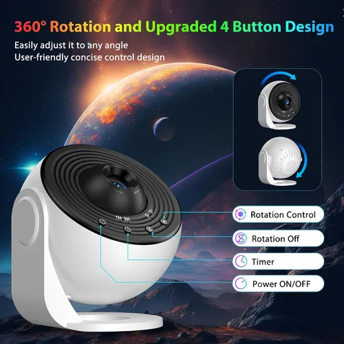 Vista 7 de Proyector Galaxy para dormitorio versión Pro, proyector de estrella de disco de película mejorado para niños, proyector de planetario 12 en 1