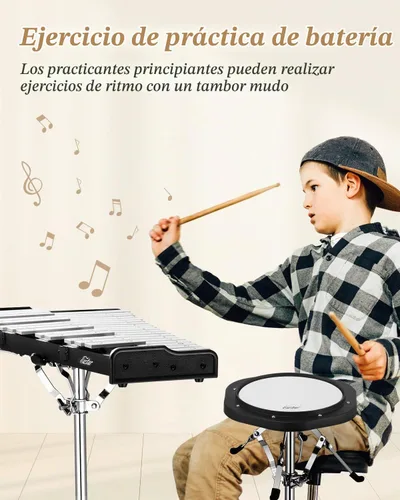 Vista 3 de Kit de Glockenspiel y Xilófono Eastar Avanzado de 32 Notas para Principiantes, Kit de Percusión con Almohadilla de Práctica de Tambor de 8 Pulgadas