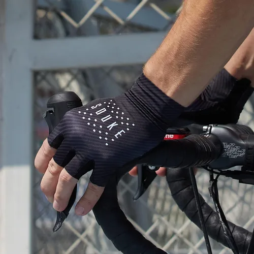Vista 5 de Souke Sports Cycling Gloves Road Bike Light Weight Padded Half Finger Gloves Biking Bicycle Breathable Anti-Slip Shock-Absorbing Gloves for Men Women