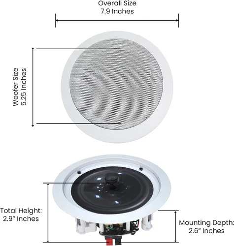 Vista 7 de Vaiyer Par de altavoces de techo de 5.25 pulgadas y 350 vatios (por par), altavoces de techo