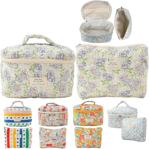 Vista 9 de Bolsa de Maquillaje Fcteap para Viaje, Esenciales de Viaje, Bolsa de Cosméticos Acolchada, Organizador de Artículos de Aseo, Inserción