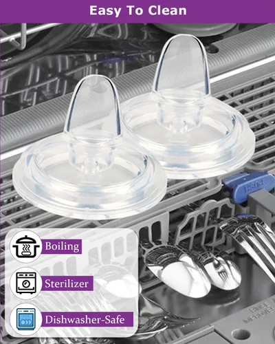 Vista 6 de Pezón de boquilla para Evenflo Balance Plus biberones de cuello ancho y biberones de vidrio, flujo variable, pezones de conversión de silicona, más