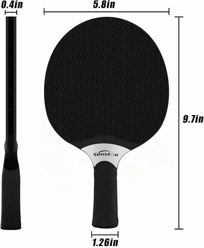 Vista 5 de Set de raquetas de tenis de mesa Senston, raqueta de tenis de mesa profesional con 3 bolas, juego de paletas de ping pong de goma compuesta Negro