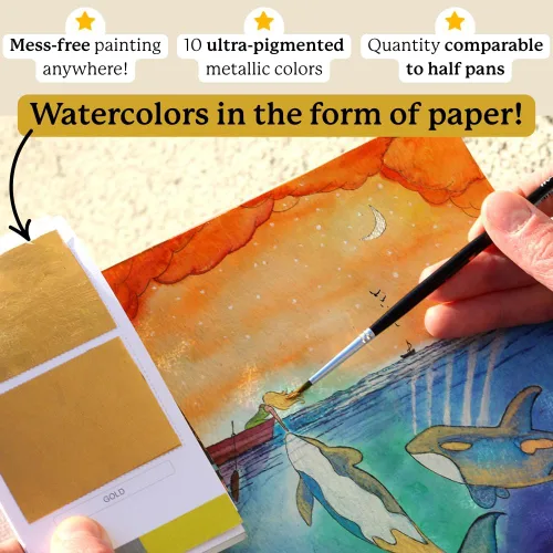 Vista 2 de Viviva Travel - Juego de pinturas portátiles de 10 colores metálicos Colores metálicos brillantes, hechos a mano en pequeños lotes, formato