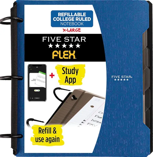 Vista 17 de Five Star Flex - Cuaderno recargable + aplicación de estudio, papel rayado universitario y carpeta de anillos TechLock de 1-1/2 pulgadas