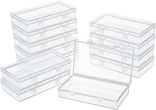 Vista 24 de LJY 100 contenedores rectangulares vacíos de plástico transparente con tapas con bisagras (2.2 x 1.6 x 0.8 pulgadas, transparente)