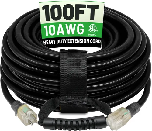 Vista 11 de POWGRN Cable de Extensión para Exteriores de 50 Pies 10AWG Impermeable Resistente Calibre 10 de 3 Clavijas, Cable de Alimentación Largo Flexible