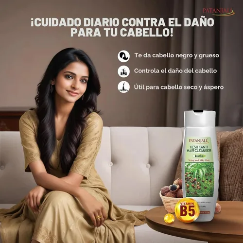 Vista 7 de patanjali Kesh Kanti Reetha Champú limpiador para cabello seco 6.8 fl oz (6.76 onzas líquidas) Control del daño del cabello Champú Reetha