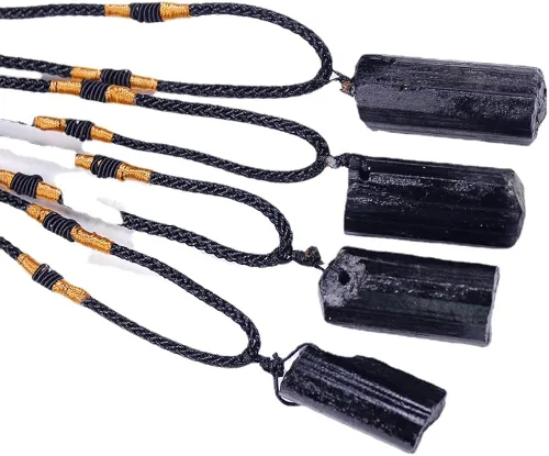 Vista 7 de 3 piezas de piedra de turmalina negra natural, colgante de pilar, amuleto de piedra de turmalina, colgante de pilar de turmalina, amuleto