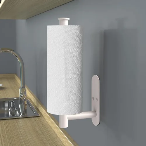 Vista 5 de VAEHOLD Soporte Adhesivo para Toallas de Papel Montaje Debajo del Gabinete en la Pared para Toallas de Papel de Cocina, Soporte para Rollo