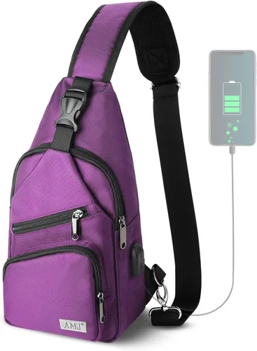 Vista 16 de AMJ Bolso cruzado tipo bandolera para hombres y mujeres, mochila de hombro casual, mochila de pecho tipo morral para senderismo y viajes