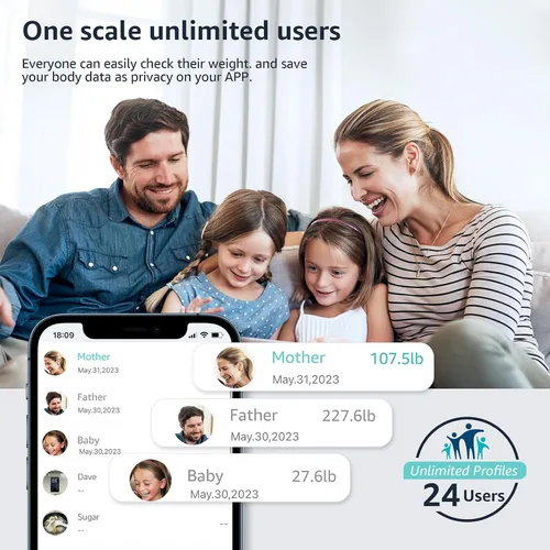 Vista 6 de Báscula Posture para peso corporal, báscula inteligente digital de baño, analizador de 13 datos de composición corporal, báscula