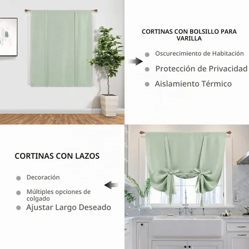 Vista 3 de DWCN Cortinas Opacas - Persiana Enrollable con Lazos para Ventana, Aislamiento Térmico, Oscurecimiento de Habitación, Cortinas con Bolsillo