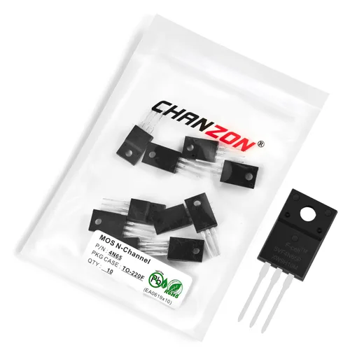 Vista 90 de Chanzon 2N60 TO-220AB NMOS MOS N-Channel Power MOSFET Transistor, alto voltaje y corriente nominal, (paquete de 10 unidades)