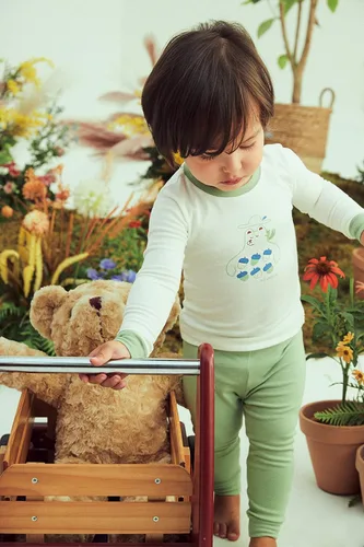 Vista 4 de moimoln Pijama de algodón suave para bebés y niñas, con carácter modal de manga larga, ajuste ceñido, 19.7 ft-5T