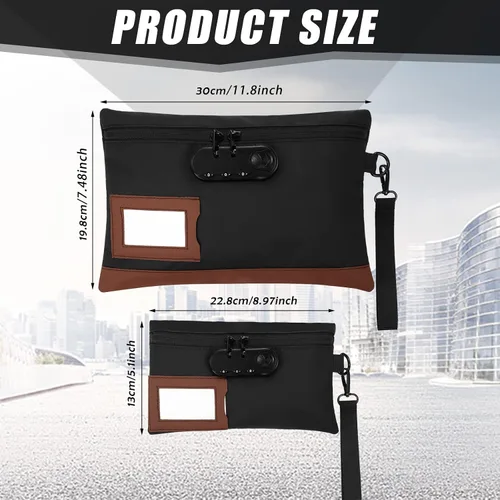 Vista 2 de Leifide Paquete de 2 bolsas de dinero con cerradura y cremallera de 11.8 x 7.9 pulgadas y 9 x 5.1 pulgadas, bolsa con cerradura para efectivo