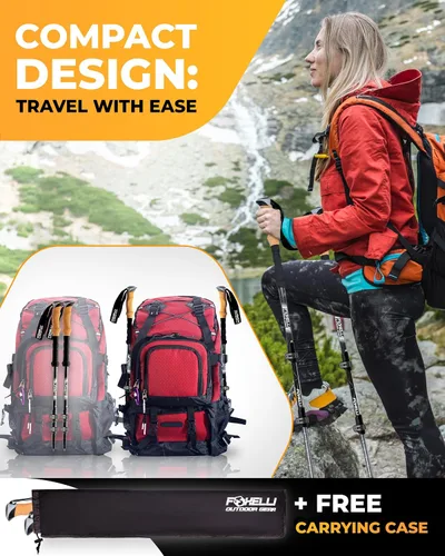 Vista 8 de Foxelli Bastones de trekking – Bastones de trekking plegables ligeros para hombres y mujeres, equilibrio perfecto y apoyo para personas mayores