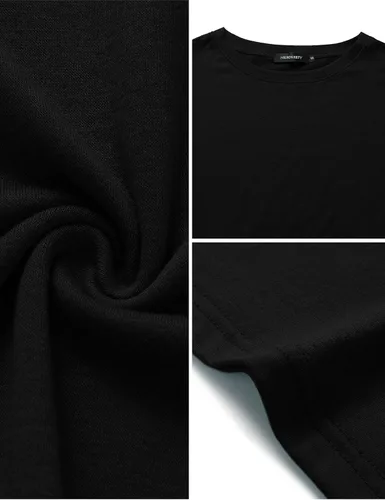 Vista 4 de MEROKEETY - Vestido de verano con manga corta, a rayas, casual, estilo camiseta, con lazo en la cintura y bolsillos, para mujer